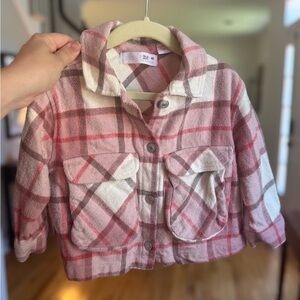 ZARA Baby Pink Plaid Shacket | Size 18–24 Months | Fall Jacket Flannel